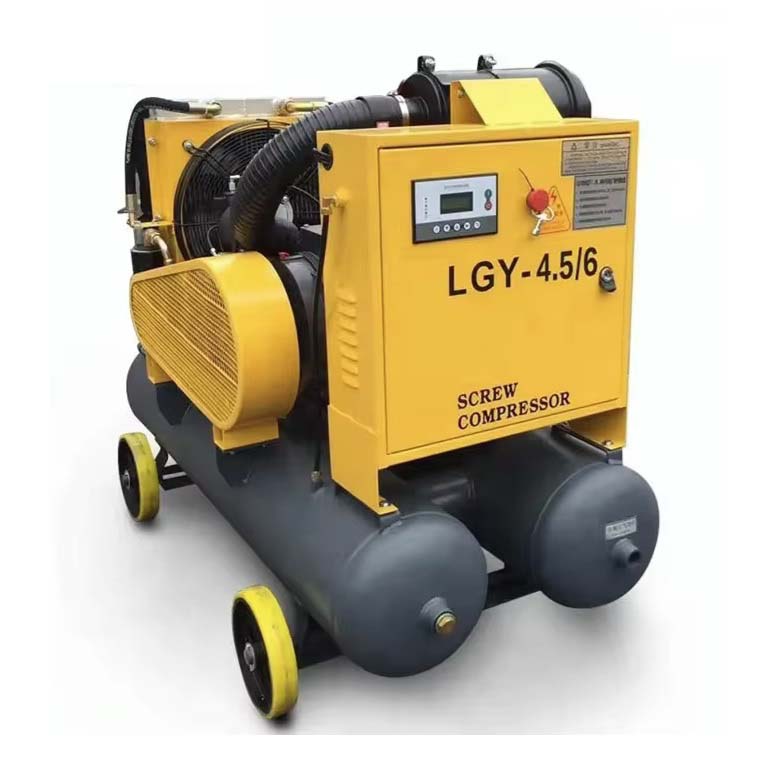 Compresseur d'air portable à vis avec deux réservoirs pour marteau-piqueur LGY-2.8